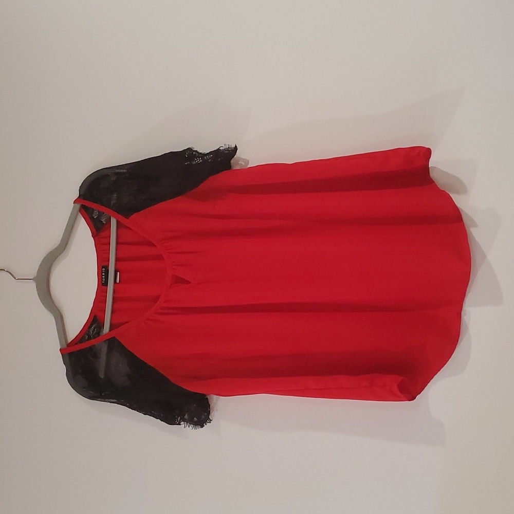 Woman red blouse